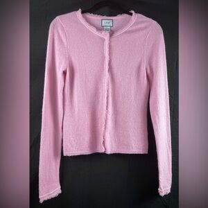 **SOLD** itw by Claude Brown Pink 100% Cashmere Cardigan w Sequins and Raw Edge